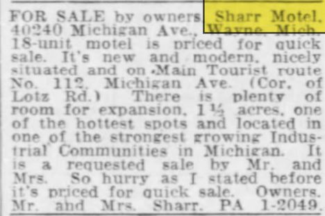 Sharr Motel - Jan 1957 For Sale